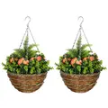 Outsunny Set of Two Hanging Lisianthus Flower Pots - Orange/Green - 1