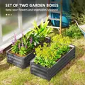 Outsunny Set of Two 110 x 50cm Steel Planter Boxes -  Light Grey - 4