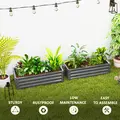 Outsunny Set of Two 110 x 50cm Steel Planter Boxes -  Light Grey - 7