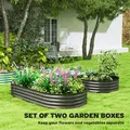 Outsunny Set of Two 181 x 93cm Steel Planters - Dark Grey - 4