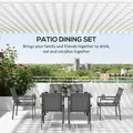 Outsunny Seven-Piece Metal Dining Set, with Glass-Top Table - Grey - 6