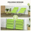 Outsunny Set of Two Steel Frame Sun Loungers, with Reclining Backs - Green - 5
