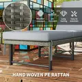 Outsunny Single Folding Rattan Sun Lounger, with Cushion - Grey - 6