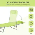 Outsunny Single Folding Sun Lounger - Green - 4