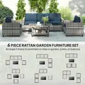 Outsunny Six-Piece Modular Rattan Sofa Set - Navy Blue - 4