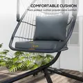 Outsunny Single Egg Chair, with Steel Frame Stand - Grey - 6