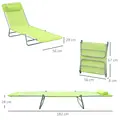 Outsunny Single Folding Sun Lounger - Green - 3