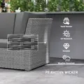 Outsunny Seven-Piece Rattan Garden Sofa Set, with Expanding Table - Light Grey - 6