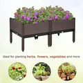 Outsunny Set of 2 Indoor/Outdoor Planter Boxes | Garden Raised Elevated Beds, Flowers Vegetables Fruits Herbs Container w/ Self-Watering Design Drainage Holes, Brown - 6