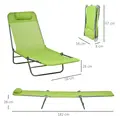 Outsunny Set of Two Steel Frame Sun Loungers, with Reclining Backs - Green - 3