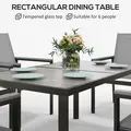 Outsunny Seven-Piece Metal Dining Set, with Glass-Top Table - Grey - 5