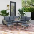 Outsunny Six-Piece Rattan Strong Garden Sofa Set - Grey - 2