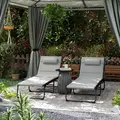 Outsunny Set of Two Reclining Sun Loungers - Light Grey - 2
