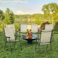 Outsunny Set of Six Folding Garden Chairs - Beige - 2