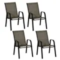 Outsunny Set of Four Stackable Mesh Seat Chairs - Mixed Brown - 1