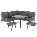 Outsunny Six-Piece Rattan Strong Garden Sofa Set - Brown/Grey - 1