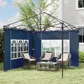Outsunny Set of Two 3 x 3(m) Gazebo Frame Replacement Walls - Blue - 2