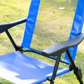 Outsunny Set of 2 Portable Folding Recliner Metal Outdoor Patio Chaise Lounge Chairs with Adjustable Backrest, Blue - 9