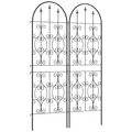 Outsunny Set of 2 Metal Garden Trellis, Decorative Trellis Panels for Climbing Outdoor Plants, Vegetables, Vines, Flowers, 150 x 50 cm, Scrollwork Design - 1
