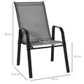 Outsunny Set of Four Stackable Mesh Seat Chairs - Dark Grey - 3