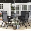 Outsunny Set of Four Folding Garden Chairs, with Seven-Position Adjustable Backs, Grey - 9