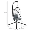 Outsunny Single Egg Chair, with Steel Frame Stand - Grey - 3
