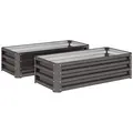 Outsunny Set of Two 110 x 50cm Steel Planter Boxes -  Dark Grey - 1