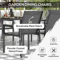 Outsunny Seven-Piece Metal Dining Set, with Glass-Top Table - Grey - 4