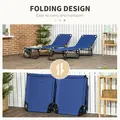 Outsunny Set of Two Metal Frame Folding Sun Loungers - Blue - 5