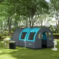 Outsunny Six Man Duo Room Tunnel Tent, with Accessories - Grey/Blue - 9