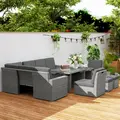Outsunny Seven-Piece Rattan Garden Sofa Set, with Expanding Table - Light Grey - 9