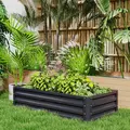 Outsunny Set of 2 Raised Beds for Garden, Galvanised Outdoor Planters for Herbs Vegetables, Use for Patio Balcony, Grey - 8