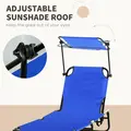 Outsunny Set of Two Folding Sun Loungers, with Adjustable Backs and Sun Canopies - Blue - 4