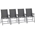 Outsunny Set of 4 Folding Garden Chairs, Metal Frame Garden Chairs Outdoor Patio Park Dining Seat with Breathable Mesh Seat, Black - 1