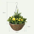 Outsunny Set of Two Hanging Lisianthus Flower Pots - Yellow/Green - 3