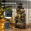 Outsunny Solar Powered Garden Water Feature with LED Lights and Pump, 4 Tier Cascading Water Fountain for Indoor/Outdoor, Jars Waterfall Ornament, 72cm Height - 5