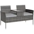 Outsunny Two-Seat Rattan Chair, with Middle Table - Charcoal Grey - 1
