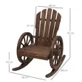 Outsunny Wooden Adirondack  Rocking Chair Reclining Armchair Outdoor Garden Furniture Patio Porch Rocker - Carbonized Wood Colour - 3