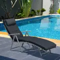 Outsunny Steel Frame Outdoor Garden Padded Sun Lounger w/ Pillow Black - 2