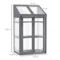 Outsunny Wooden Cold Frame Polycarbonate Greenhouse with Openable Top Cover and Double Door, Grow House for Flower, Vegetable and Plants, 70 x 50 x 120cm, Grey - 3