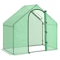 Outsunny Walk In Tomato Greenhouse Garden Outdoor Mini Greenhouse Flower Planter Steel Frame with Zipped Door & Window, PE Cover, 180 x 100 x 168CM, Green - 1