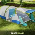 Outsunny Three Man Two-Room Tent, with Porch and Accessories - Green - 5