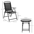 Outsunny Three-Piece Garden Seat Set, with Glass-Top Table - Black - 3