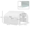 Outsunny Walk-In Tunnel Greenhouse with Replacement Cover, Outdoor Growhouse with PE Cover, Roll Up Door and 6 Windows, 4.5 x 3 x 2 m, White - 3