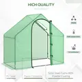 Outsunny Walk In Tomato Greenhouse Garden Outdoor Mini Greenhouse Flower Planter Steel Frame with Zipped Door & Window, PE Cover, 180 x 100 x 168CM, Green - 5