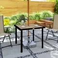 Outsunny Square Garden Dining Table with 5.4cm Parasol Hole, Slatted Top, Metal Frame, 86 x 86 x 71cm, Brown - 9
