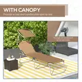 Outsunny Sun Lounger, with Adjustable Face Canopy - Brown - 6