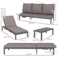 Outsunny Three-Piece Aluminium Lounger Set, with Reclining Backs - 3