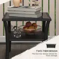 Outsunny Two-tier PE Rattan Square Coffee Table - Black - 5