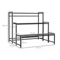 Outsunny Three-Tier Metal Plant Shelf - Black - 3